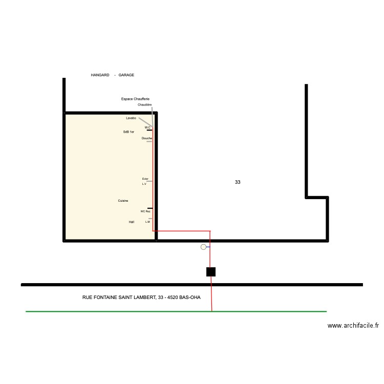 saint lambert. Plan de 1 pièce et 25 m2