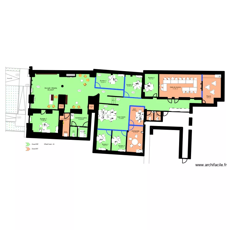 Nice Hugo RDC - ERP. Plan de 33  et 342 m²