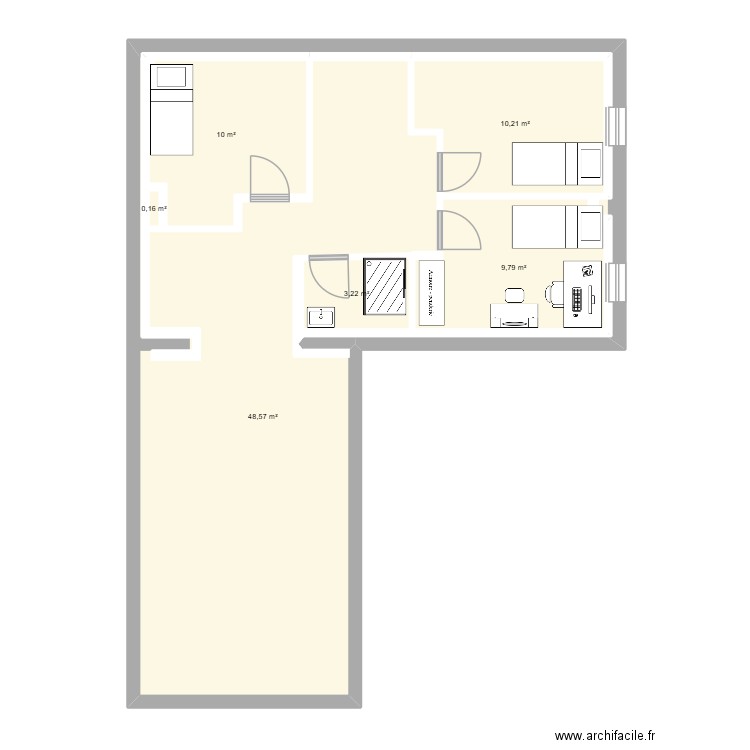 haut boucherie. Plan de 6 pièces et 82 m2