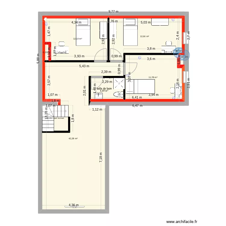 haut boucherie. Plan de 6 pièces et 83 m²