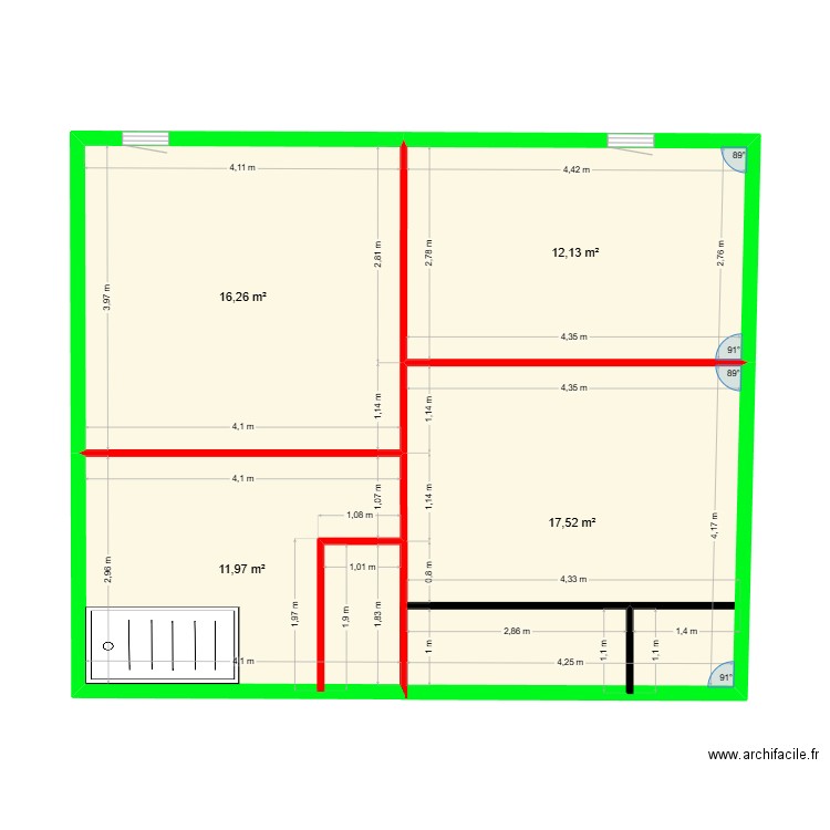etage thurins 2.0. Plan de 4 pièces et 58 m2