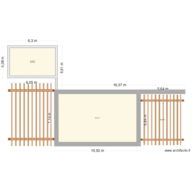 plan existant. Plan de 2 pièces et 82 m2