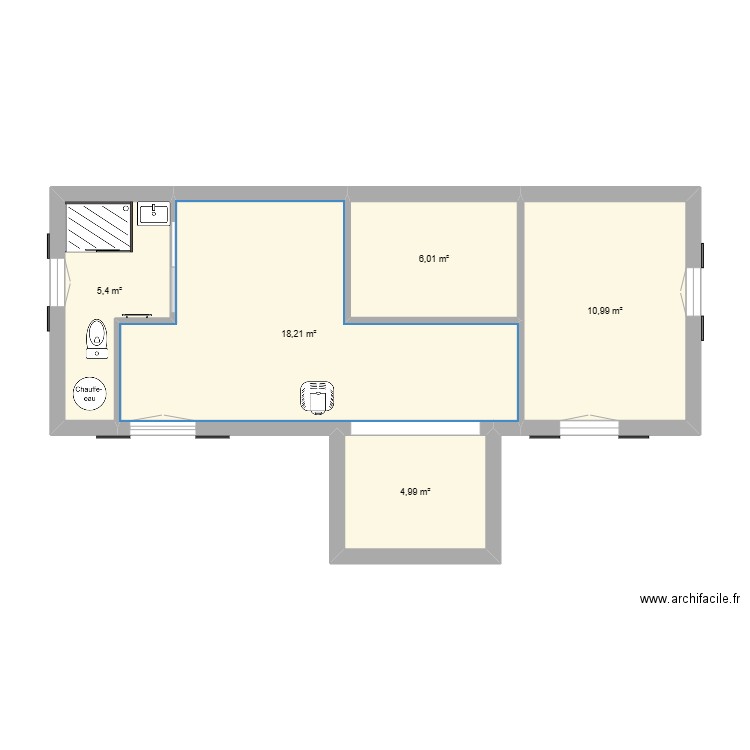 Le Pas de L'ille - Travaux2. Plan de 5 pièces et 46 m2