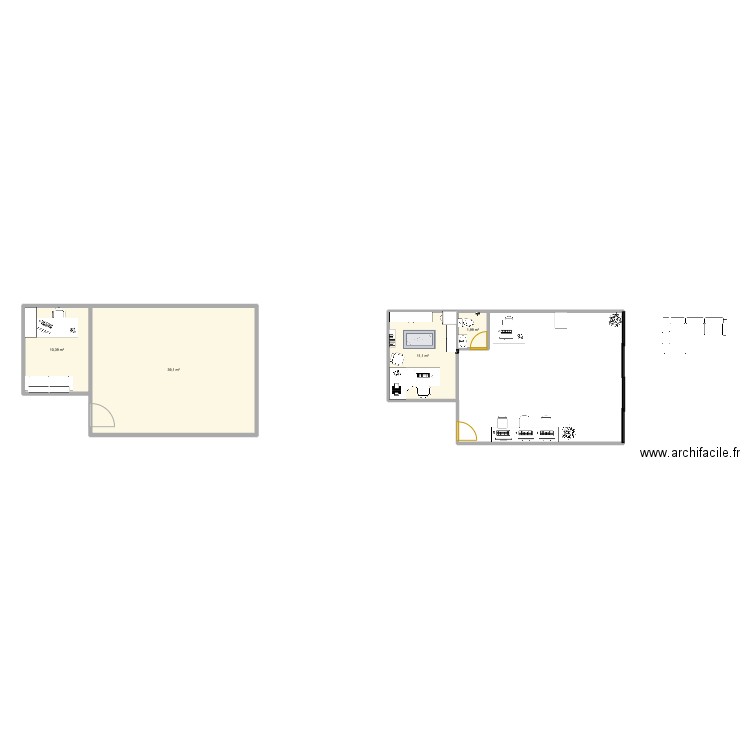 Bureau. Plan de 4 pièces et 63 m2