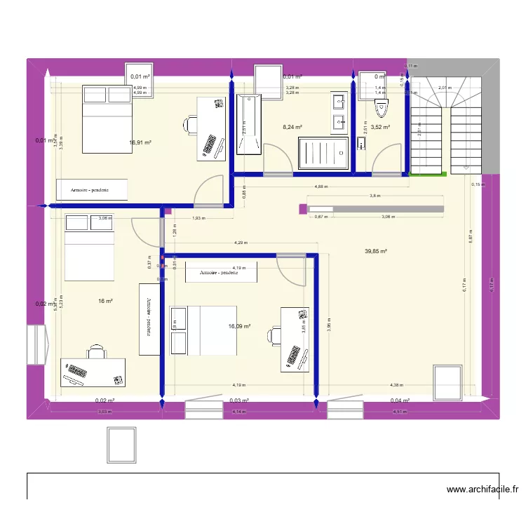 Plan 3. Plan de 14  et 101 m²