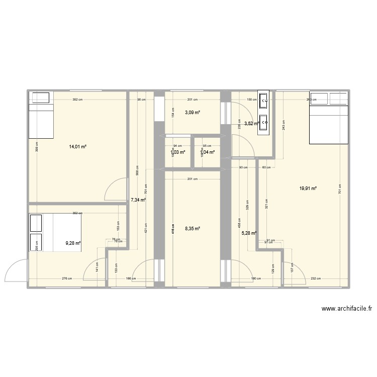 1er . Plan de 10 pièces et 73 m2