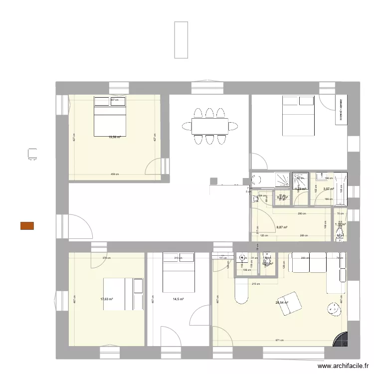 Chalet - Projet Cheminee - salon actuel. Plan de 