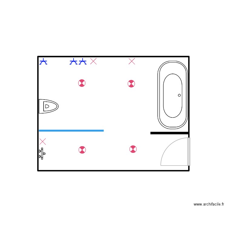 Marbotin sdb. Plan de 1 pièce et 12 m2