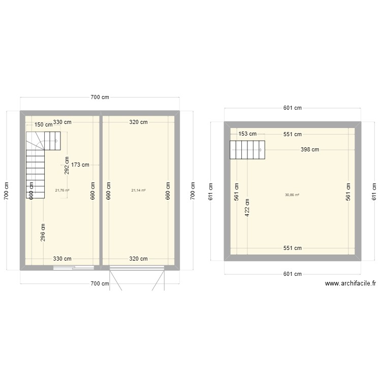 garage piscine plan positionement trou piscine. Plan de 1 pièce et 44 m2