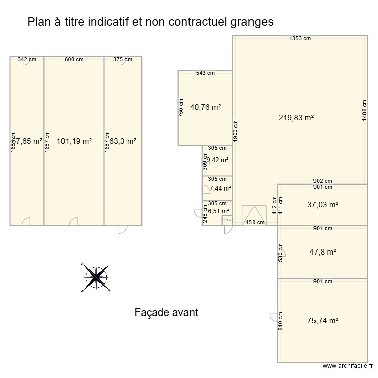 grange gimnée. Plan de 12 pièces et 668 m2