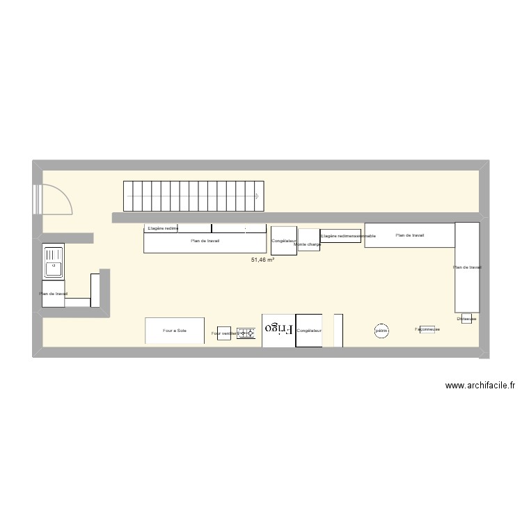 Plan labo boulangerie. Plan de 2 pièces et 105 m2
