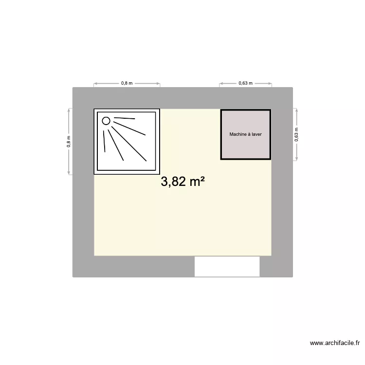 SALLE DE BAIN RDC. Plan de 1  et 4 m²