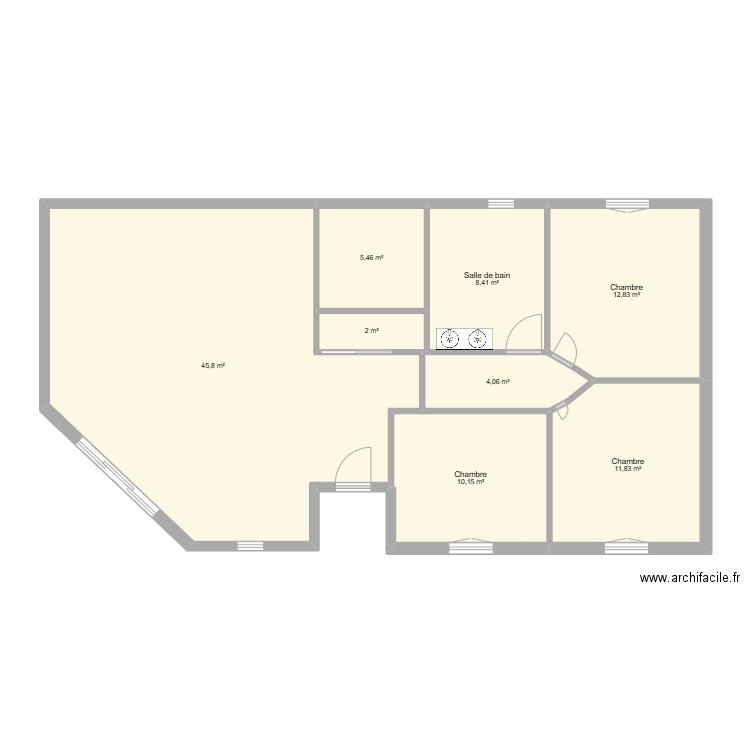 MIZERIA. Plan de 8 pièces et 101 m2