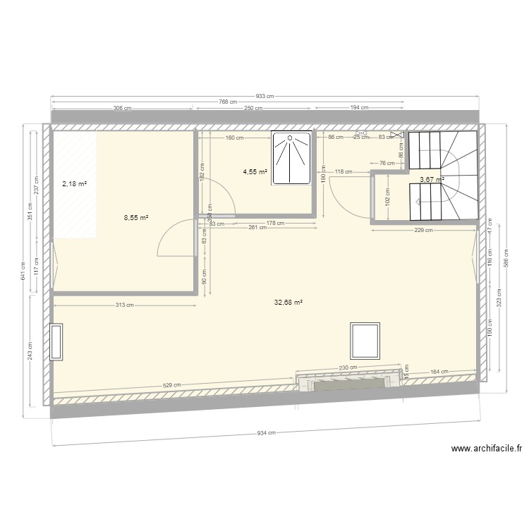 Appartement 3ème étage définitif cotation. Plan de 5 pièces et 52 m2