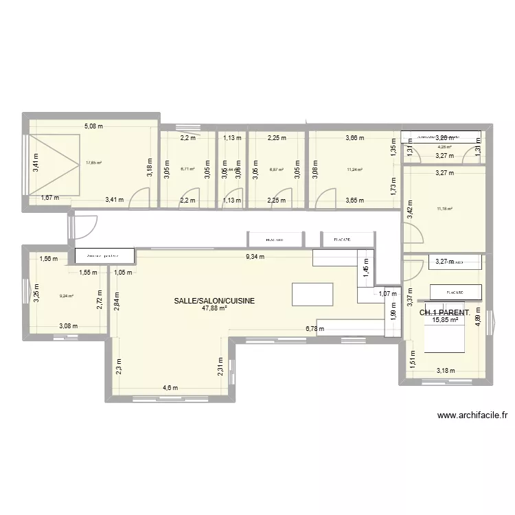 PLAN C. Plan de 10  et 134 m²