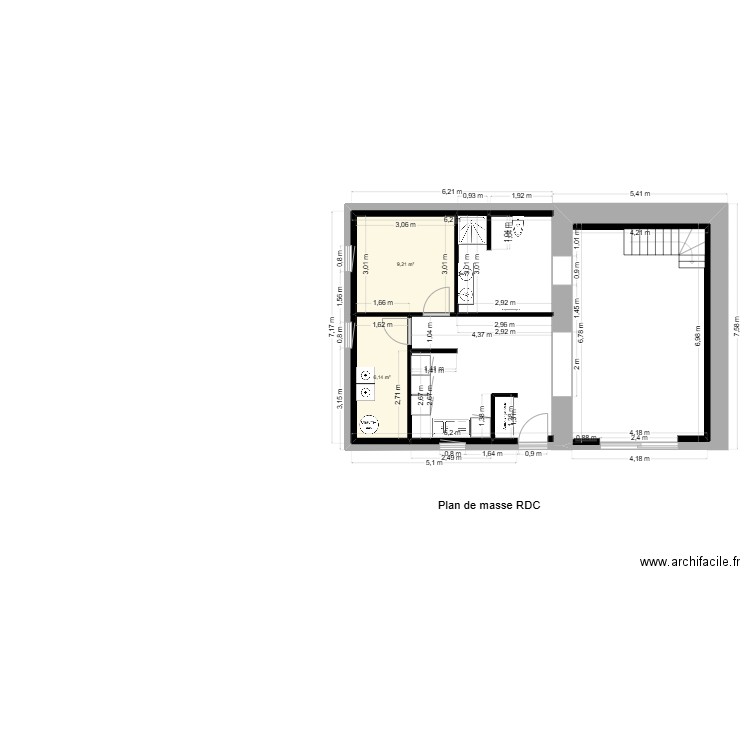Plan fressines plan de masse. Plan de 2 pièces et 15 m2