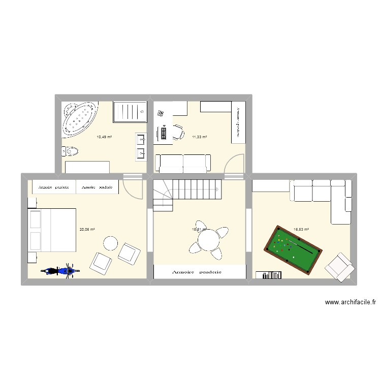 chambre de rève. Plan de 5 pièces et 74 m2