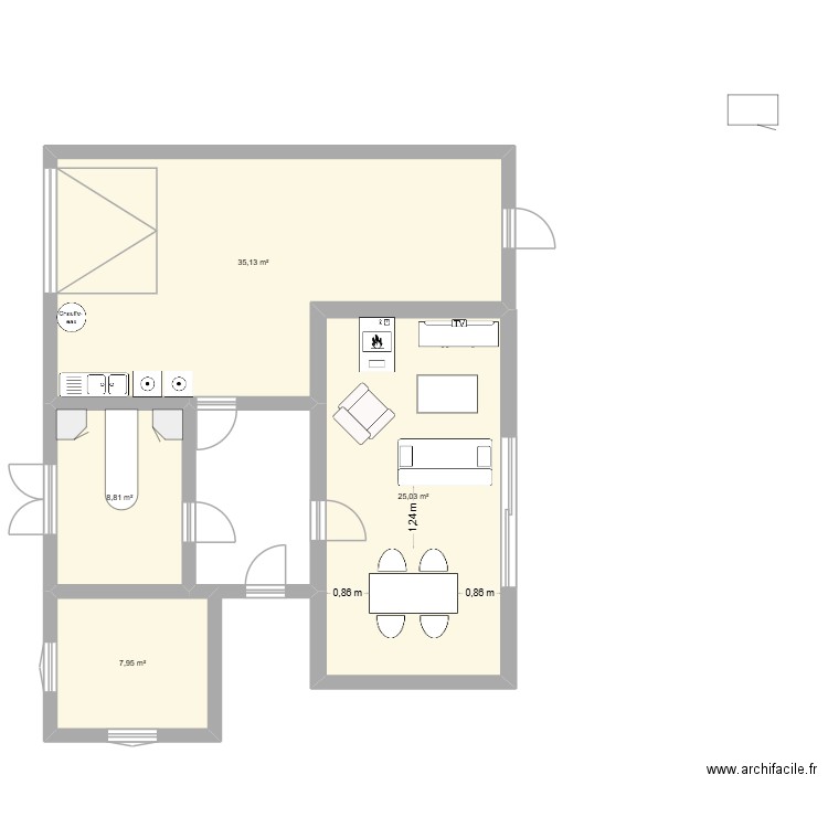 maison. Plan de 4 pièces et 77 m2