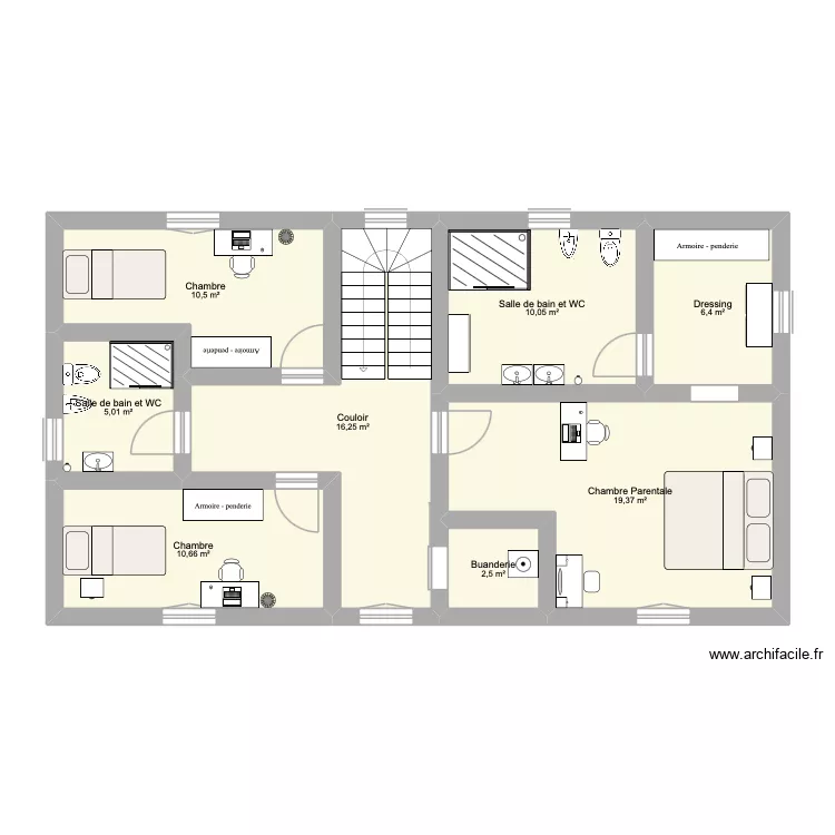 Maison Style Toscane - E1. Plan de 8 Pièces et 81 m² Maison Style Toscane - E1. Plan de 8 Pièces et 81 m²