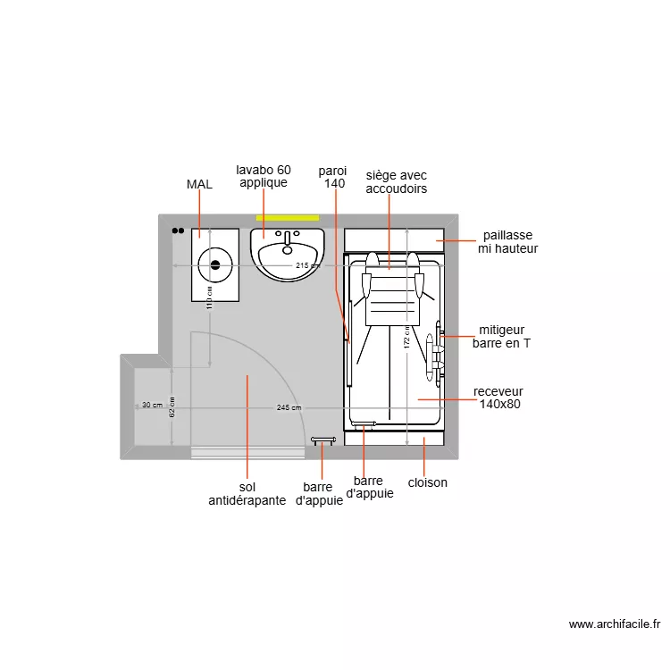 SCHEYER. Plan de 1  et 4 m²