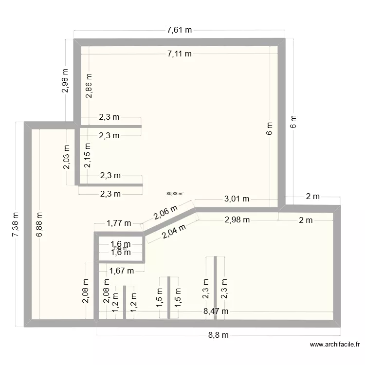 Maison2. Plan de 2  et 88 m²