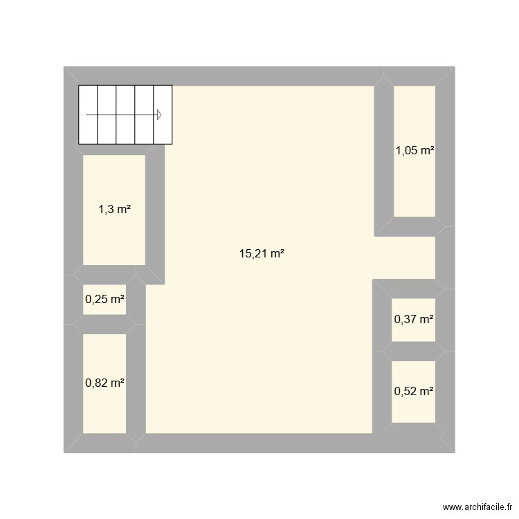 2 eme étage. Plan de 7 pièces et 20 m2