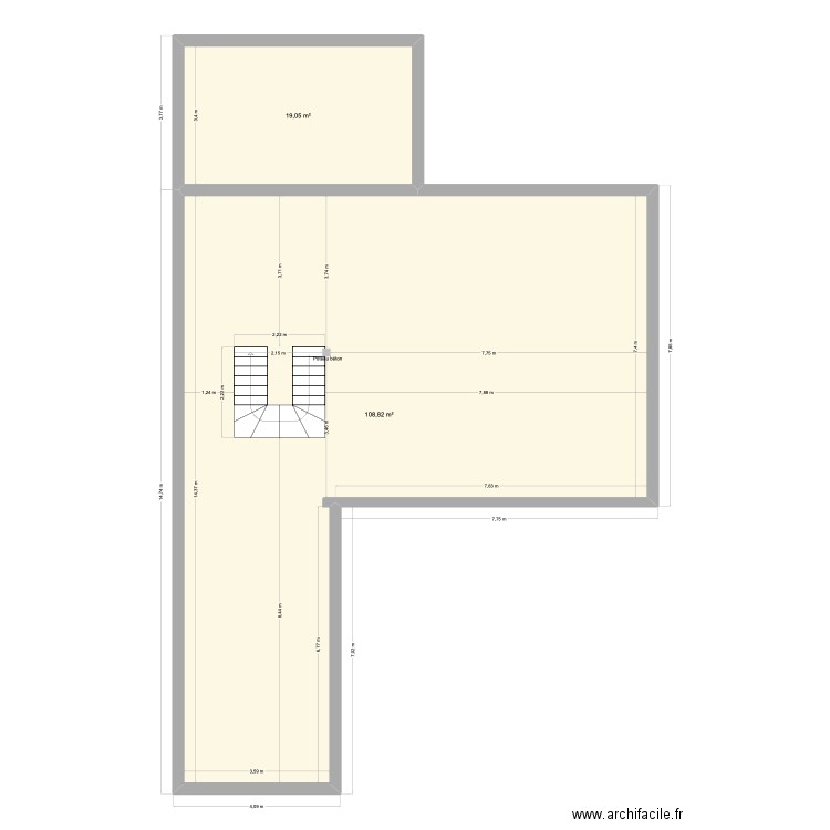 RDC esman. Plan de 2 pièces et 128 m2
