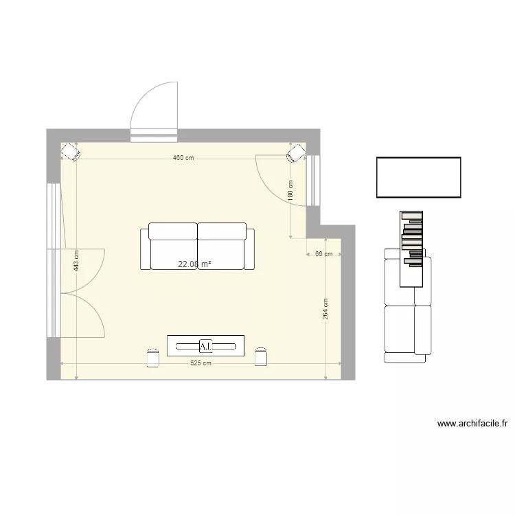 SALON BOUCAU 4. Plan de 1 et 22 m² SALON BOUCAU 4. Plan de 1 et 22 m²