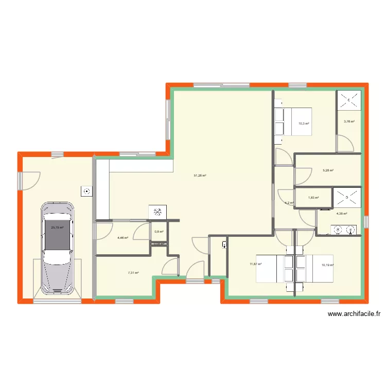 Maison Vars_2. Plan de 14  et 141 m²