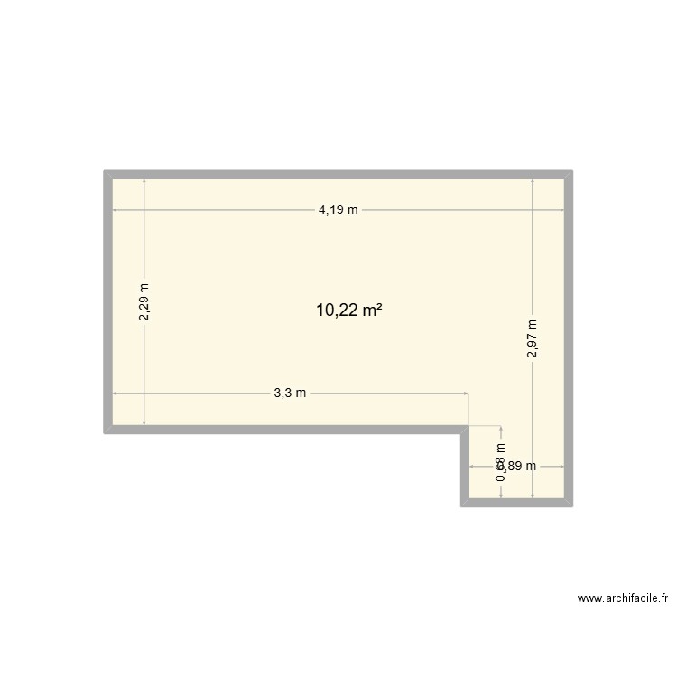 chambre. Plan de 1 pièce et 10 m2