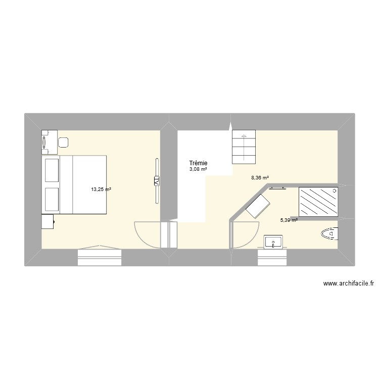 Maison Haut final. Plan de 4 pièces et 30 m2