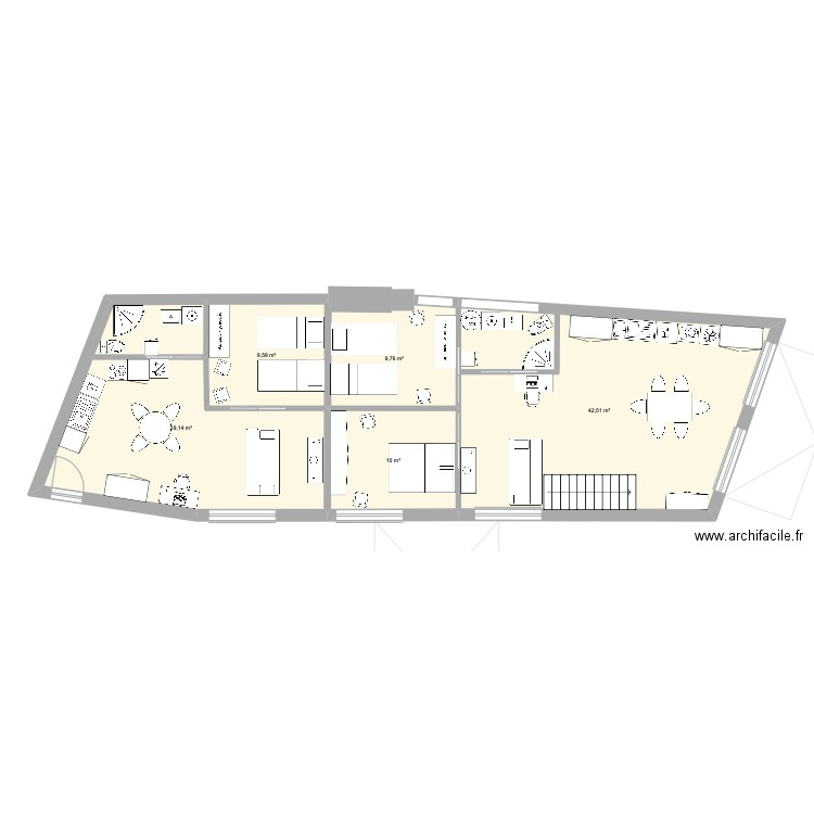 Murs Garage + étage Projet 2. Plan de 8 pièces et 204 m2