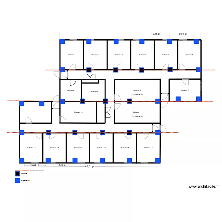 Bureau 16 -2 cage. Plan de 