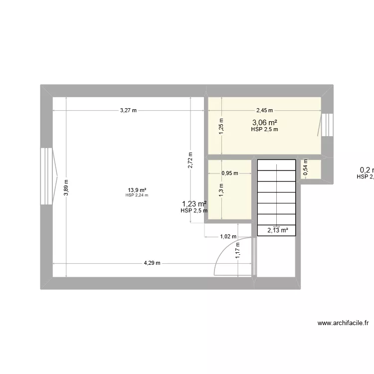 pont de Montvert  &eacute;tag&eacute; projet. Plan de 5 pièces et 21 m²