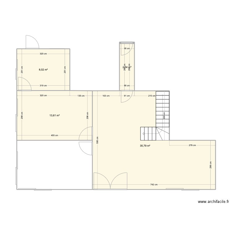 bureau buthiers. Plan de 4 pièces et 60 m2