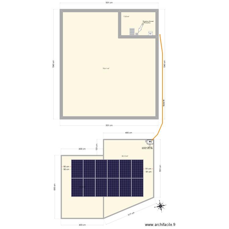 Pv Delahaye. Plan de 4 pièces et 139 m2