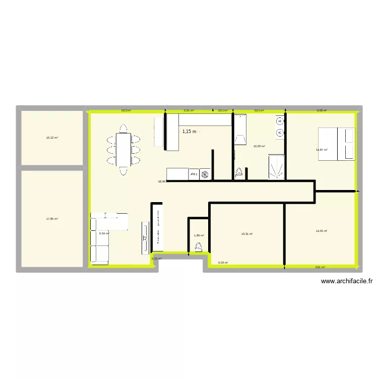 un autre plan. Plan de 17  et 141 m²