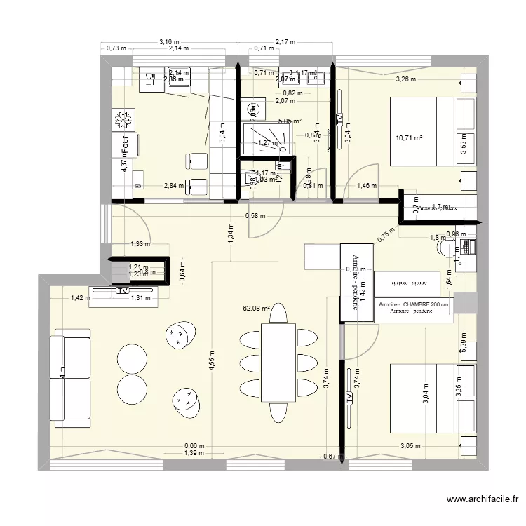 GAUTIER papa 121 armoire salon cuisine\'modif bureau portech. Plan de 4  et 79 m²