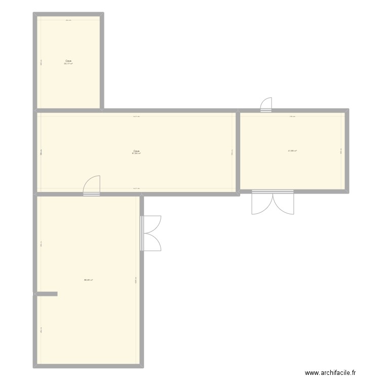 Projet Auxey RDC - Vide. Plan de 4 pièces et 243 m2