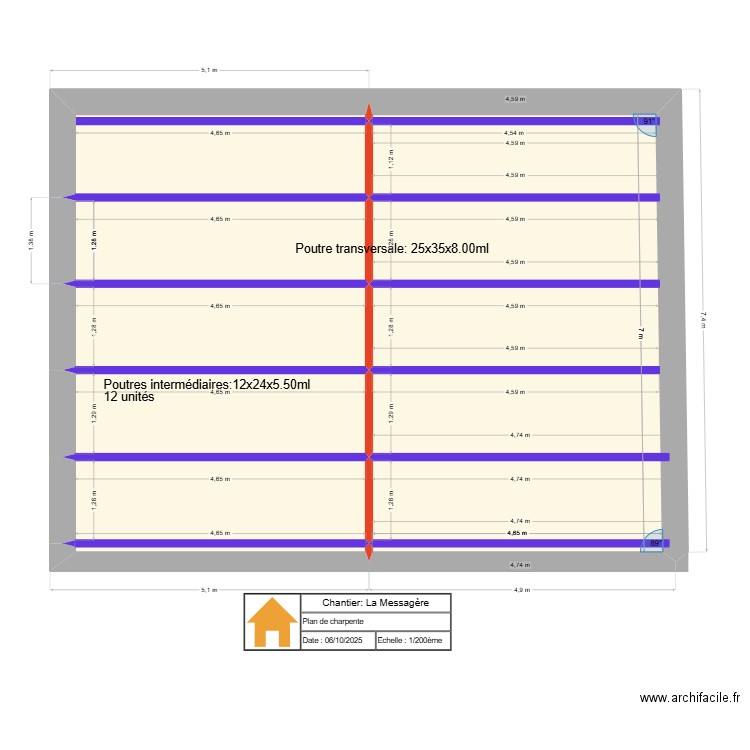 Plan TOURRET. Plan de 7 pièces et 59 m2