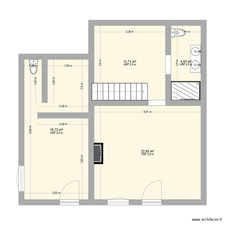 37 la maladiere. Plan de 4 pièces et 57 m2