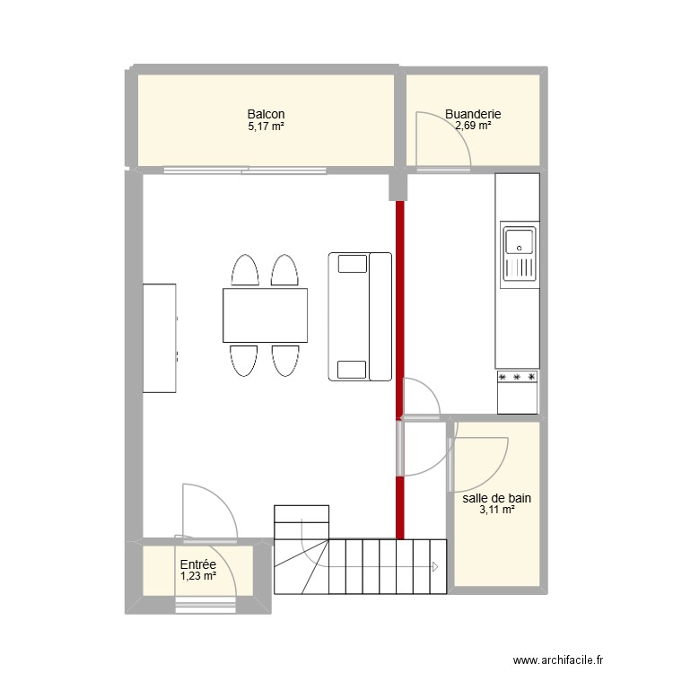 cullera. Plan de 4 pièces et 12 m2