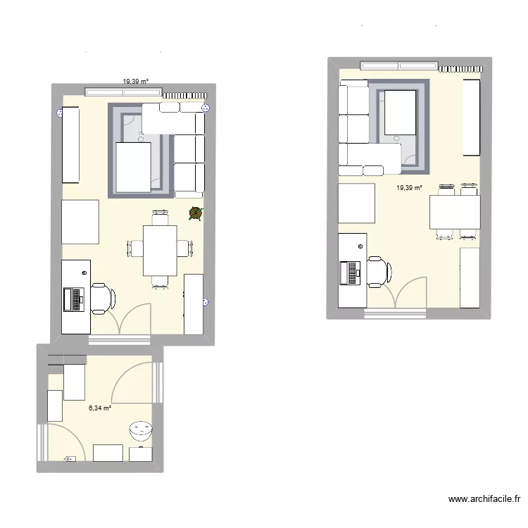 Salon. Plan de 3 et 45 m² Salon. Plan de 3 et 45 m²