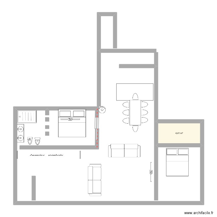 appartement garage1. Plan de 1 pièce et 4 m2