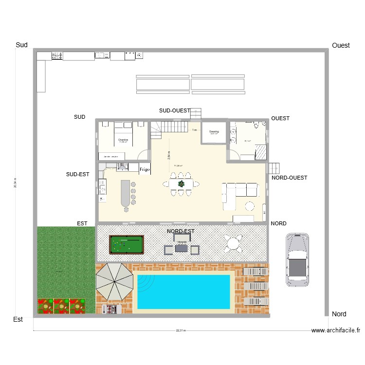 maison 2. Plan de 5 pièces et 130 m2