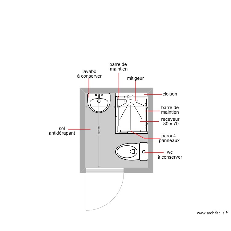 petit. Plan de 1 pièce et 2 m2