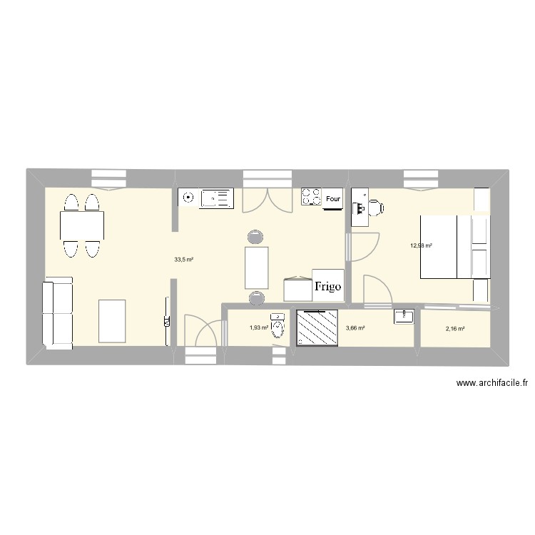 2TNE Chapman Paul. Plan de 5 pièces et 54 m2