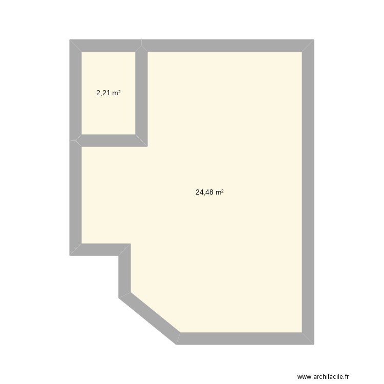 foyer. Plan de 2 pièces et 27 m2