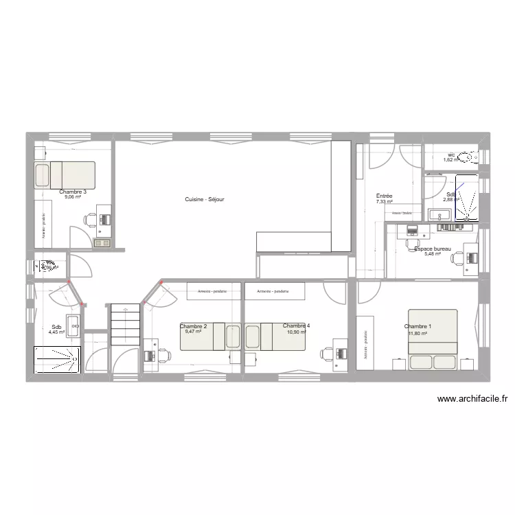 Projet Jean - Projet 3. Plan de 9 Pièces et 42 m² Projet Jean - Projet 3. Plan de 9 Pièces et 42 m²