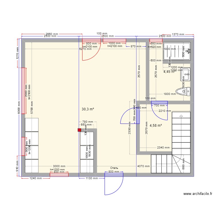 Жанна 2 эт. Plan de 8 pièces et 78 m2